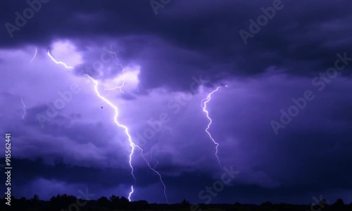 Purple Lightning Storm Light Strike 4k virtual video animation background