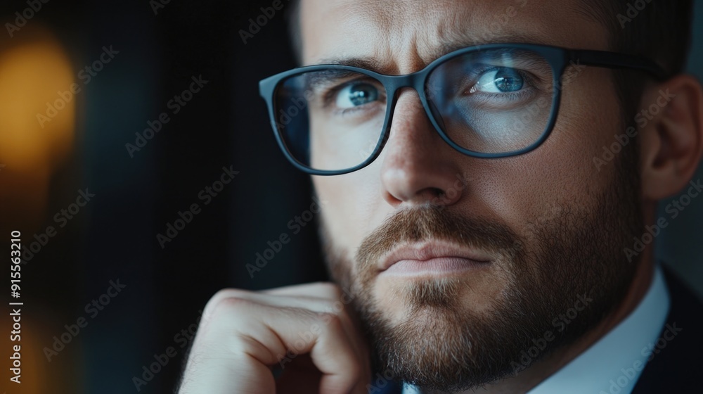 A close-up shot of a person wearing glasses, with a neutral expression A close-up shot of a person wearing glasses, with a neutral expression