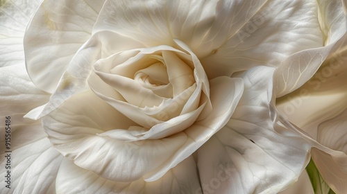 Delicate White Gardenia Flower with Green Stem Close-Up in Natural Light