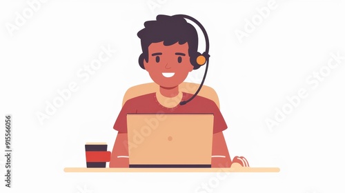 Smiling Customer Service Representative Illustration