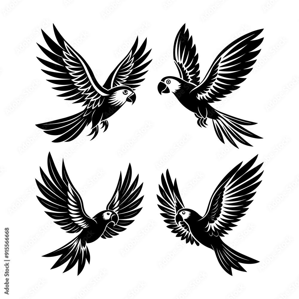 Fototapeta premium set of parrot bird illustration 