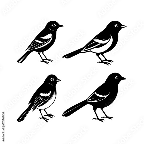 Wallpaper Mural set of birds illustration  Torontodigital.ca