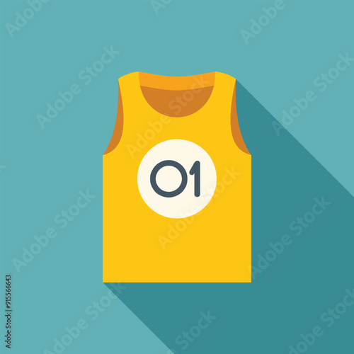 Yellow sports shirt with number one for winner, concept of victory and success