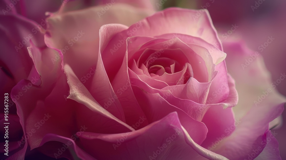 Delicate Pink Rose Close-Up with Soft Petals in Full Bloom Delicate Pink Rose Close-Up with Soft Petals in Full Bloom