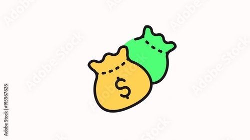 motion of money bag icon high quality