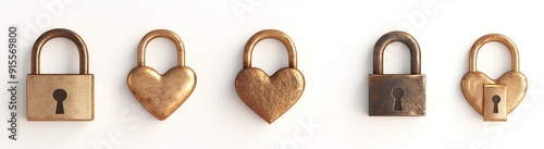 Heart-shaped gold lock png on transparent background