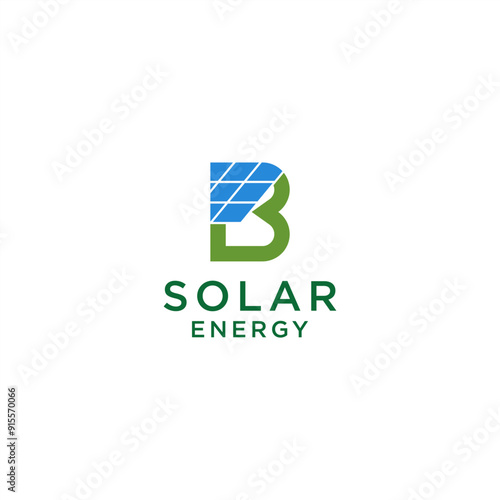 initial letter B solar panel logo nature energy vector electrical technology design template