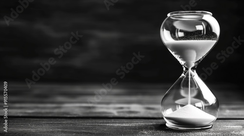 Hourglass with sand running out, representing the passage of time and the urgency of making the most of it photo