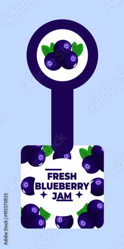 Blueberry label design tamper proof  suitable for jar, packaging, stickers and packaging products label