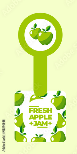 Green apple Tamper proof label design suitable for jar, packaging, stickers and packaging products label
