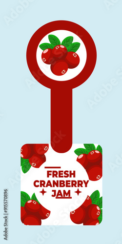Cranberry jam Tamper proof label design suitable for jar, packaging, stickers and packaging products label