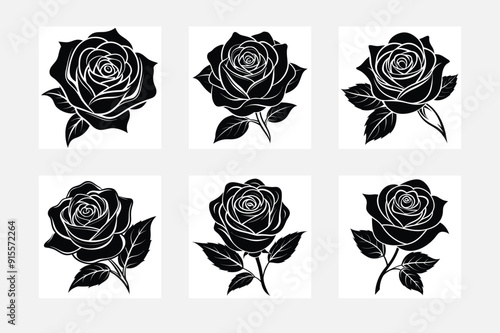 Minimal Rose Silhouette Illustrations for Gifts
