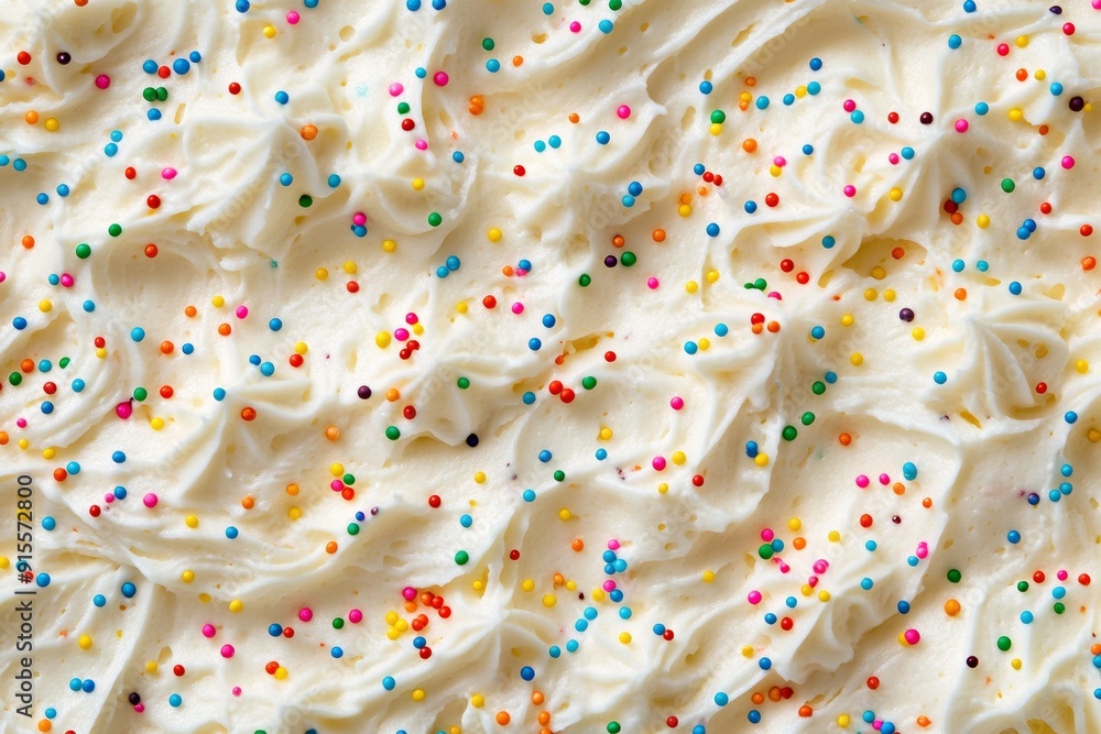 Modern cake frosting background with sprinkles Modern cake frosting background with sprinkles
