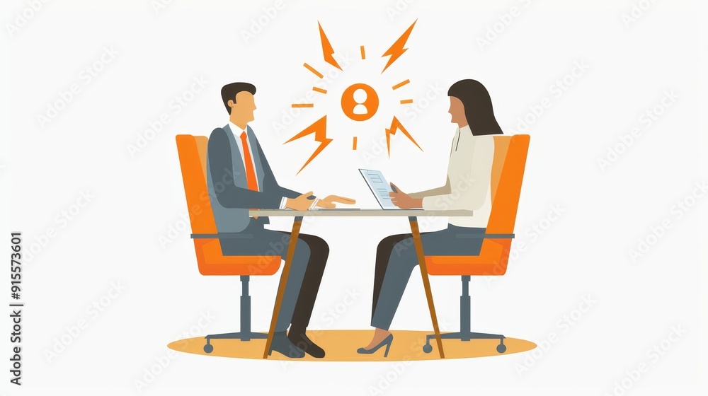 Job Interview: Man and Woman Sitting at a Desk Job Interview: Man and Woman Sitting at a Desk