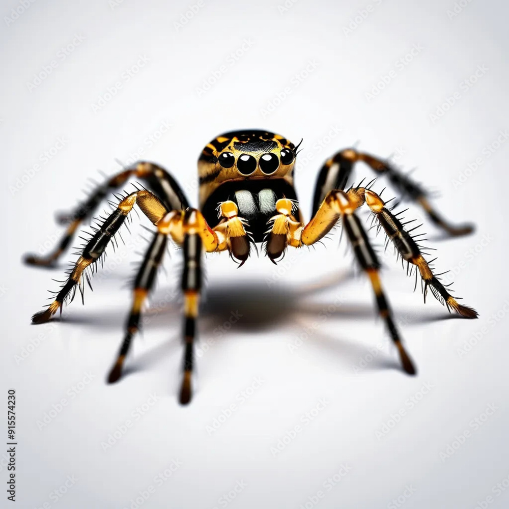 Fototapeta premium Detailed and Realistic Spider on White Background Highlighting Intricate Natural Textures