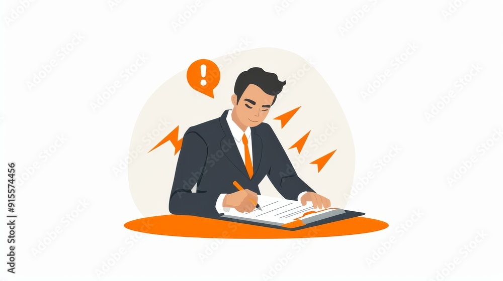 Businessman Signing Important Documents: A Vector Illustration Businessman Signing Important Documents: A Vector Illustration