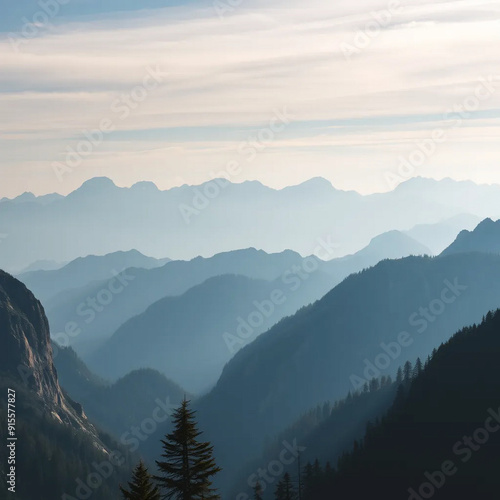 mountains in the fog photo