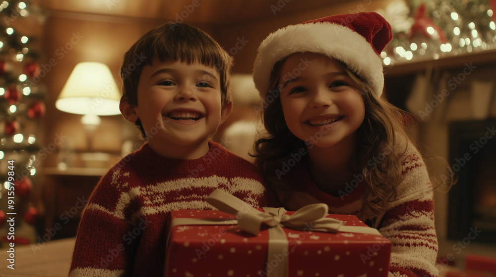 happy children with christmas presents happy children with christmas presents