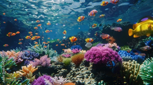 A vibrant coral reef with a variety of colorful fish.