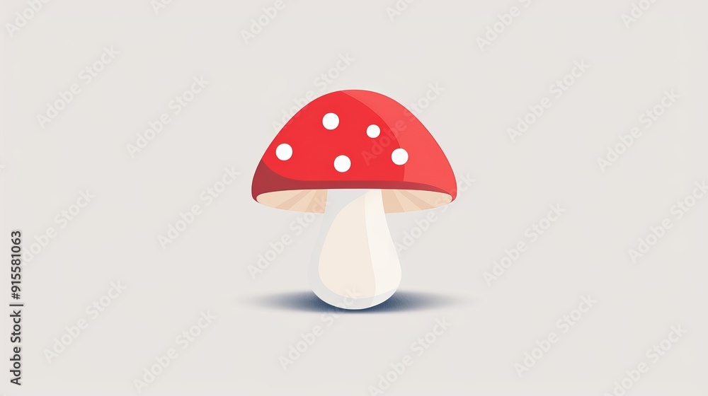 A minimalist illustration of a mushroom with spots, emphasizing clean lines, basic shapes, and a plain 2D vector style A minimalist illustration of a mushroom with spots, emphasizing clean lines, basic shapes, and a plain 2D vector style