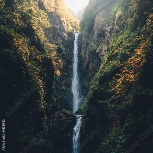wonderful and beautiful waterfall landscape, nature waterfall