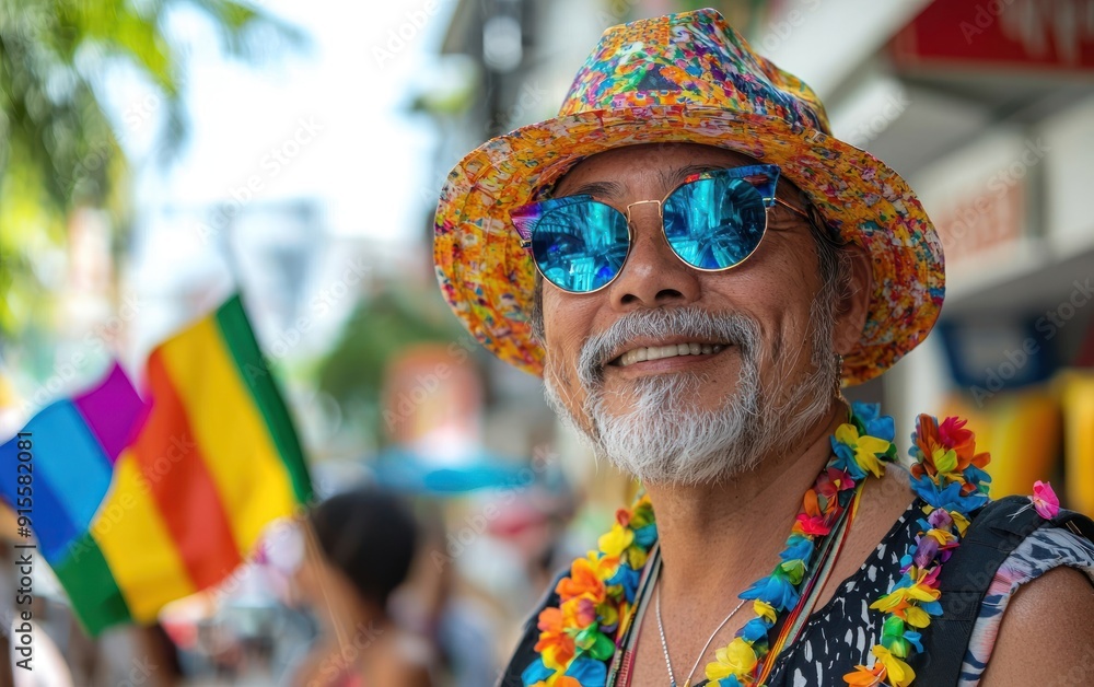 Pride scene with old men celebrating their sexuality Pride scene with old men celebrating their sexuality