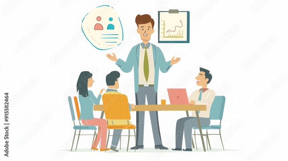 Business Meeting Illustration: Teamwork and Collaboration Business Meeting Illustration: Teamwork and Collaboration