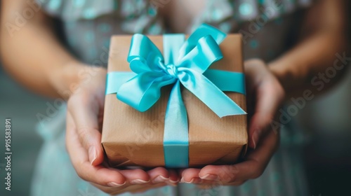 An image of a child holding a blue gift box with a ribbon displays the concepts of giving, celebration, and surprise.