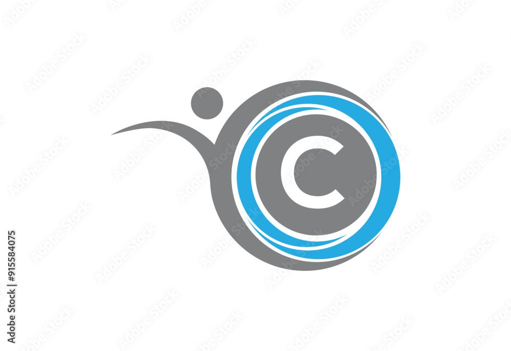 Creative latter C with man unity combination icon logo Creative latter C with man unity combination icon logo