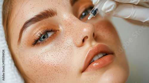Obraz na płótnie Contouring of the nose with fillers. Non-surgical rhinoplasty. w salonie
