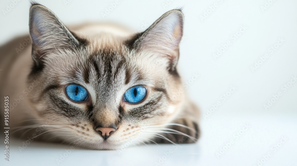 Close-up Portrait of a Cat with Striking Blue Eyes Close-up Portrait of a Cat with Striking Blue Eyes