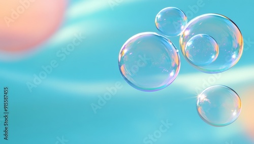 Wallpaper Mural A close-up of delicate soap bubbles on the surface, with pastel rainbow colors and a blurred background. Torontodigital.ca