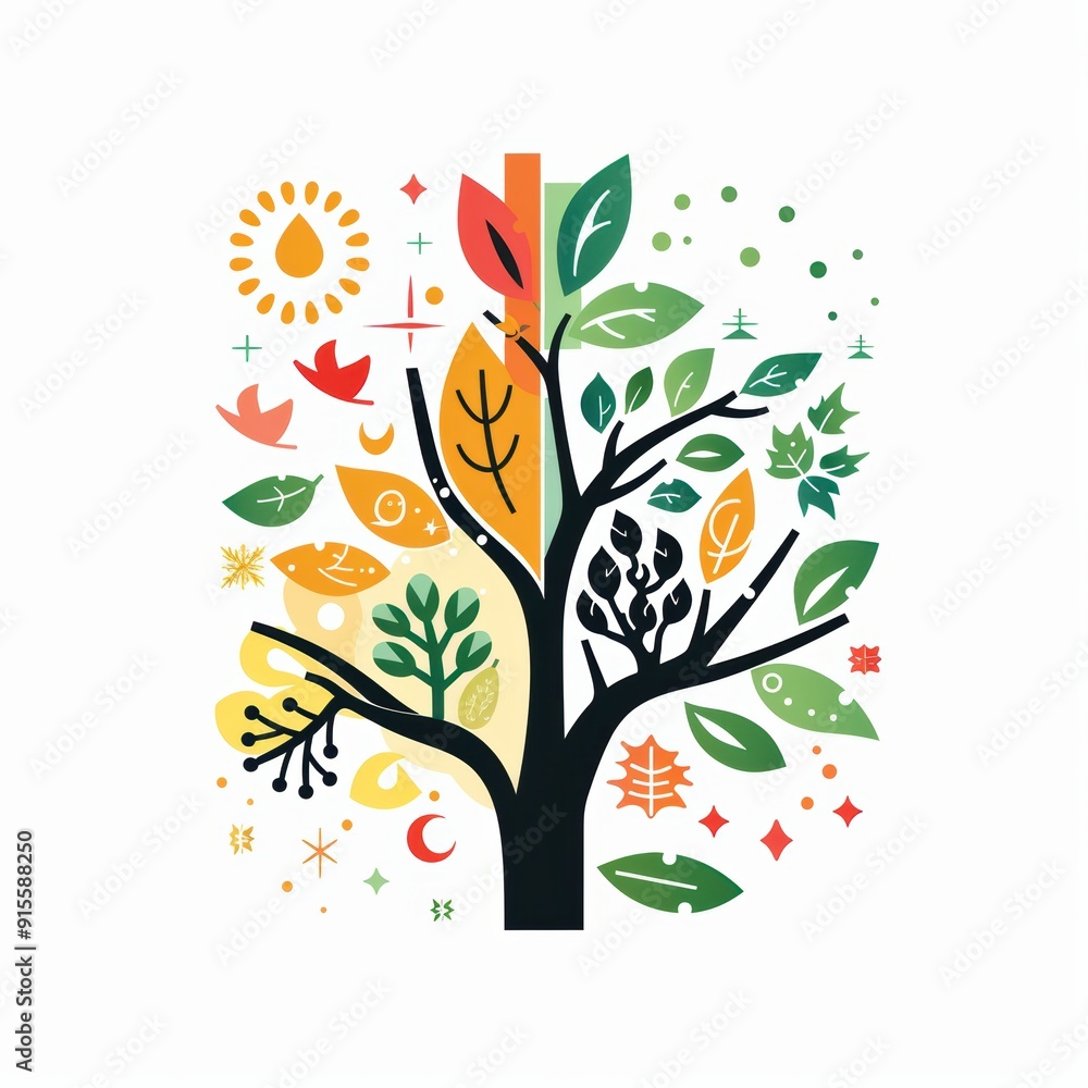 Harmony of the Seasons: Nature Logo Design with Unique Segments for Each Season Harmony of the Seasons: Nature Logo Design with Unique Segments for Each Season