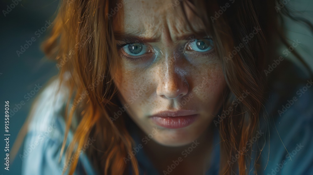 Woman Expressing Intense Annoyance and Torment, Close-Up Portrait Showing Distress and Frustration, High-Quality Stock Photo Woman Expressing Intense Annoyance and Torment, Close-Up Portrait Showing Distress and Frustration, High-Quality Stock Photo