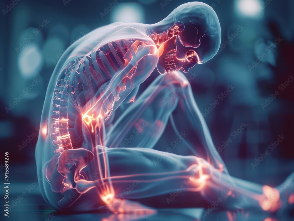 The Visible Impact of Physical Strain Adult Bearing Discomfort, Joint Pain, and Body Ache Aching Muscles, Bone Pain, Skeletal Stress, and the Toll on the Human Form