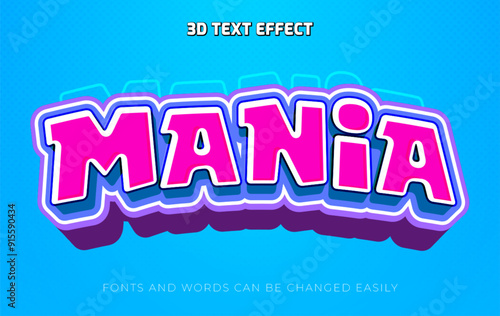 Mania game 3d editable text effect style