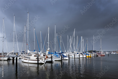 Yachts in harbour of Barth. Die Bodden. Mecklenburg Vorpommern. East germany. Baltic sea coast. photo