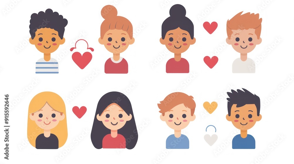 Cute cartoon character avatar icons for social media. Cute cartoon character avatar icons for social media.