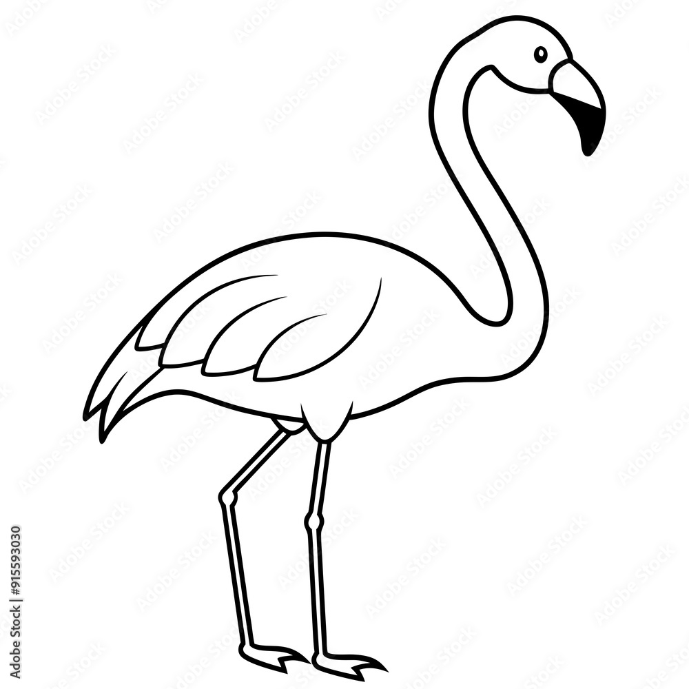 Fototapeta premium Flamingo isolated on white, flamingo vector illustration, bird on a branch vector art, flamingo silhouette, bird vector icon, flamingo on a branch vector, eps, flamingo on a branch cartoon