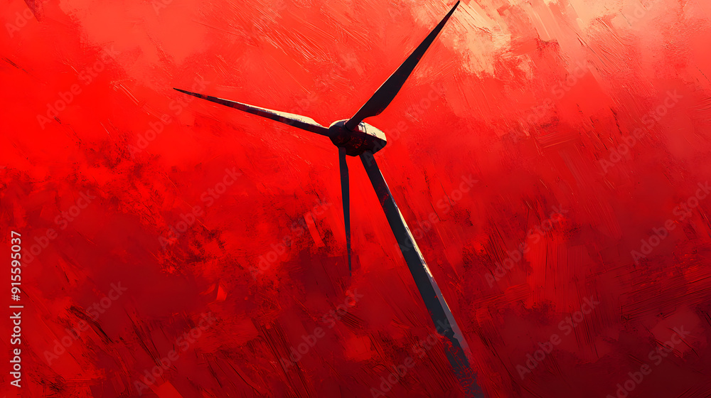 concept idea eco power energy wind turbine, red color concept idea eco power energy wind turbine, red color