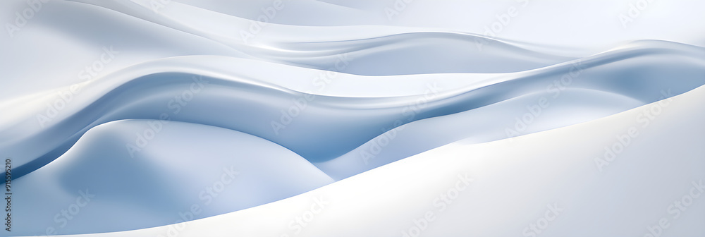 Soft waves of white and light blue fabric create an abstract, serene landscape evoking calmness and tranquility Soft waves of white and light blue fabric create an abstract, serene landscape evoking calmness and tranquility