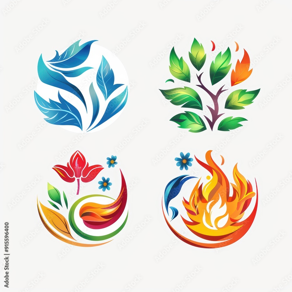 Seasons of Harmony: Four-Part Nature Logo Representing Spring, Summer, Fall, and Winter in Unity Seasons of Harmony: Four-Part Nature Logo Representing Spring, Summer, Fall, and Winter in Unity