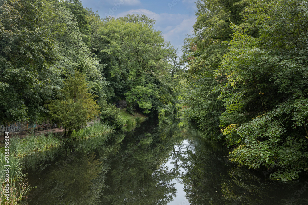 Park. lake. Trees. City of Rostock. Mecklenburg Vorpommern. East Germany. Park. lake. Trees. City of Rostock. Mecklenburg Vorpommern. East Germany.