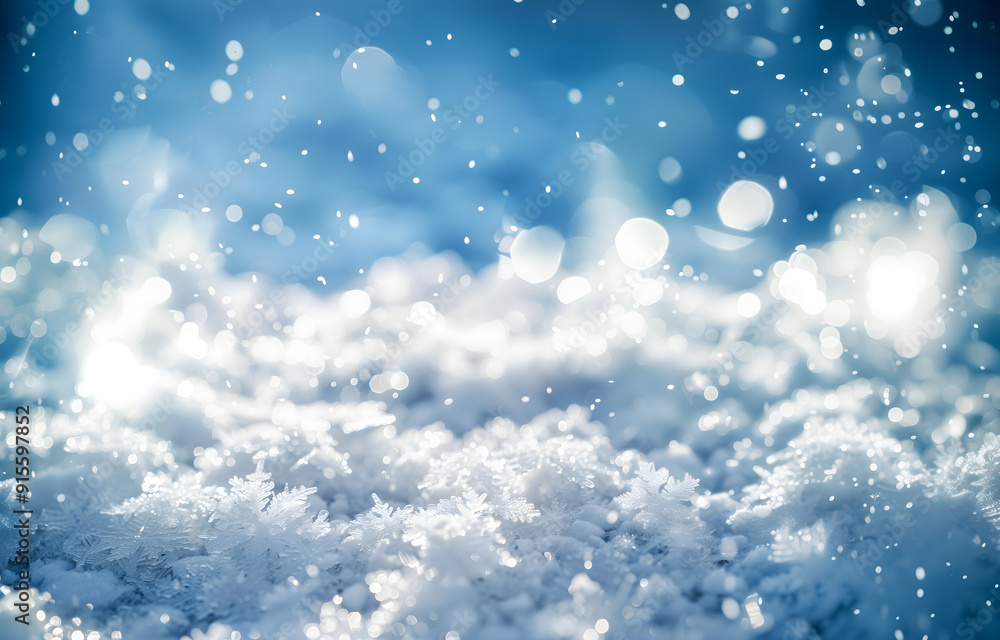 Obraz premium blue sky and snow; winter landscape in white and blue color scheme; empty product wintery frame without people; copy space