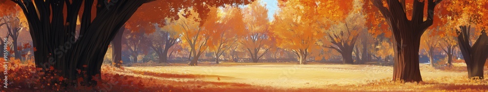 Fototapeta premium Autumn Botanical Delights: An Animated Collection of Trees Showcasing the Richness of Fall in a 4K High-Definition Wallpaper for Abstract Art and Immersive Storytelling