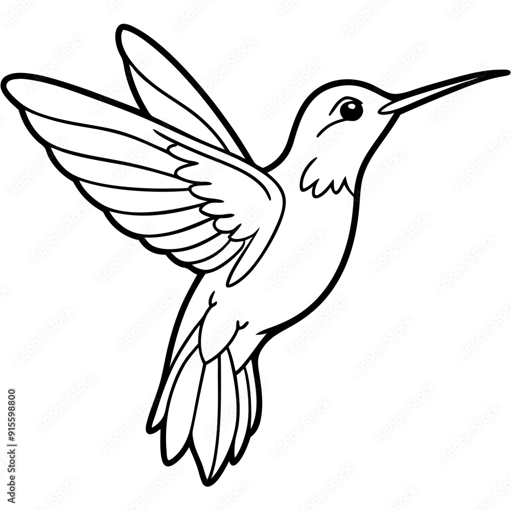 Obraz premium Hummingbird isolated on white, hummingbird vector illustration, bird on a branch vector art, hummingbird silhouette, bird vector icon, hummingbird on a branch line art, eps, hummingbird on a branch ca