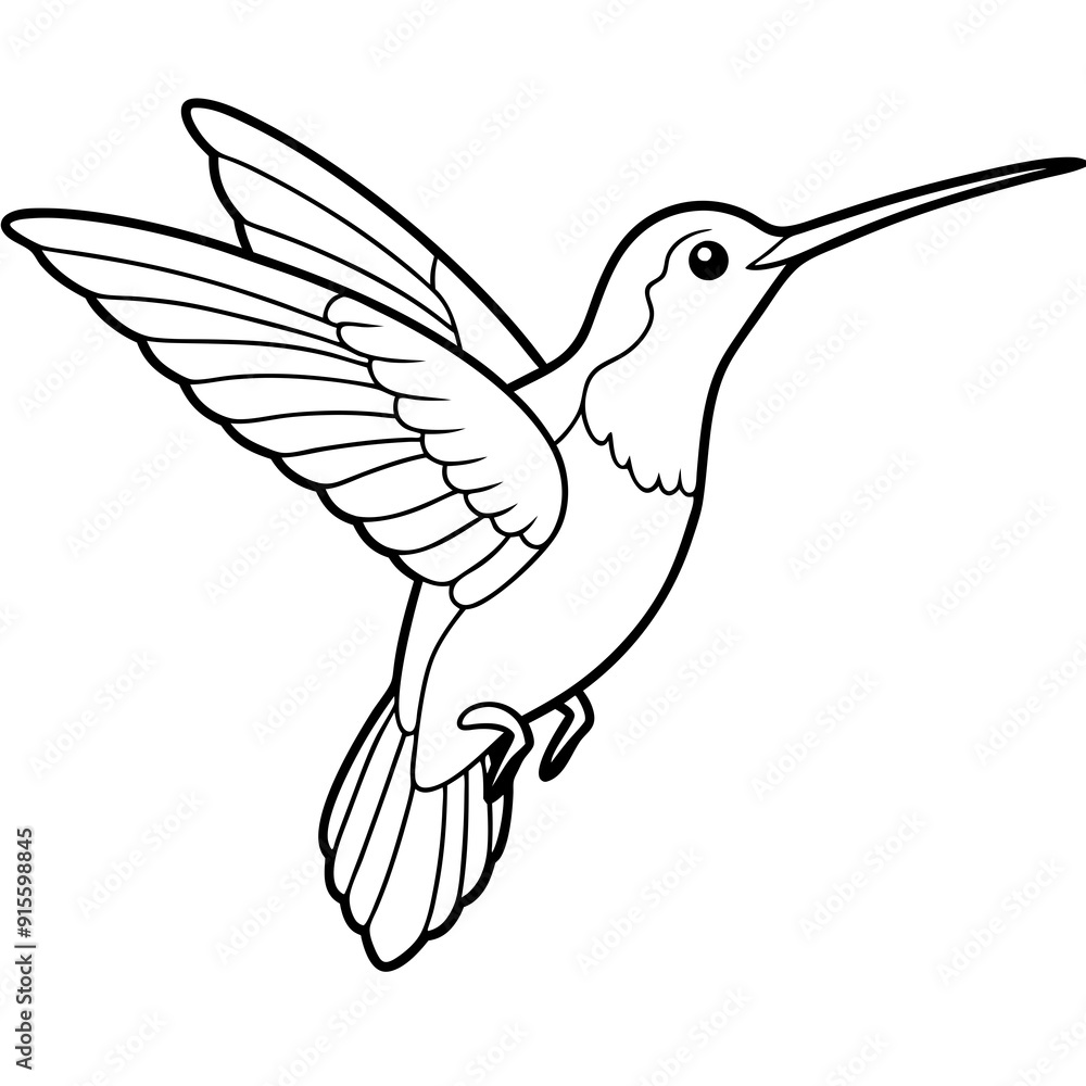 Obraz premium Hummingbird isolated on white, hummingbird vector illustration, bird on a branch vector art, hummingbird silhouette, bird vector icon, hummingbird on a branch line art, eps, hummingbird on a branch ca