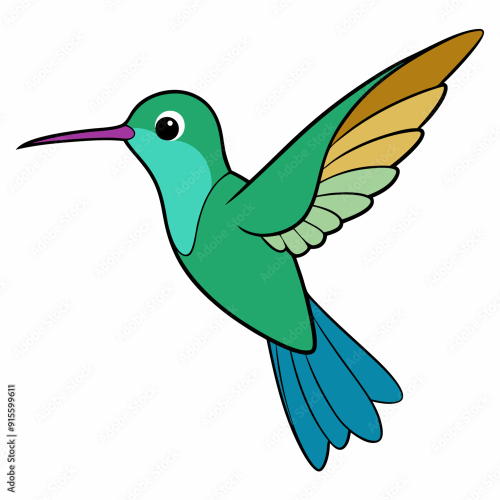 Obraz premium Hummingbird isolated on white, hummingbird vector illustration, bird on a branch vector art, hummingbird silhouette, bird vector icon, hummingbird on a branch line art, eps, hummingbird on a branch ca