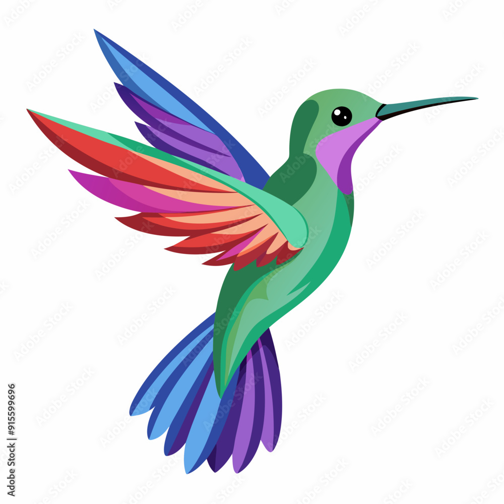 Obraz premium Hummingbird isolated on white, hummingbird vector illustration, bird on a branch vector art, hummingbird silhouette, bird vector icon, hummingbird on a branch line art, eps, hummingbird on a branch ca