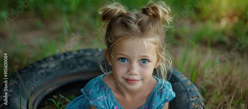 A young blonde girl with bl...